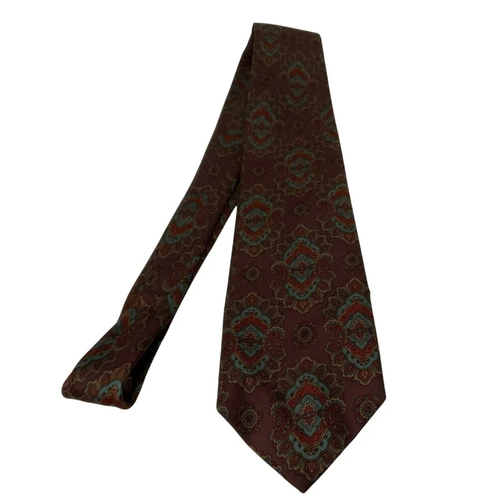 Vintage Polo By Ralph Lauren Men's Necktie Background Brown‎ With Designs 60